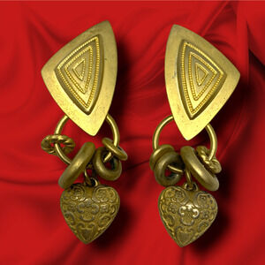 Vintage 1980's Norma Jean Modernist Dangle Clip On Earrings Couture Mogul Runway